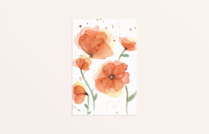 kaart met oranje bloemen