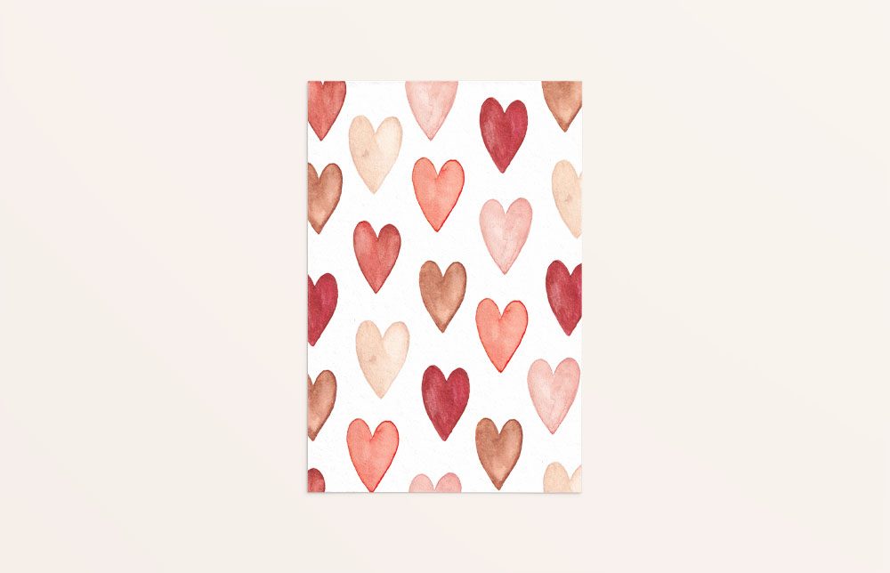 kaart met print van hartjes