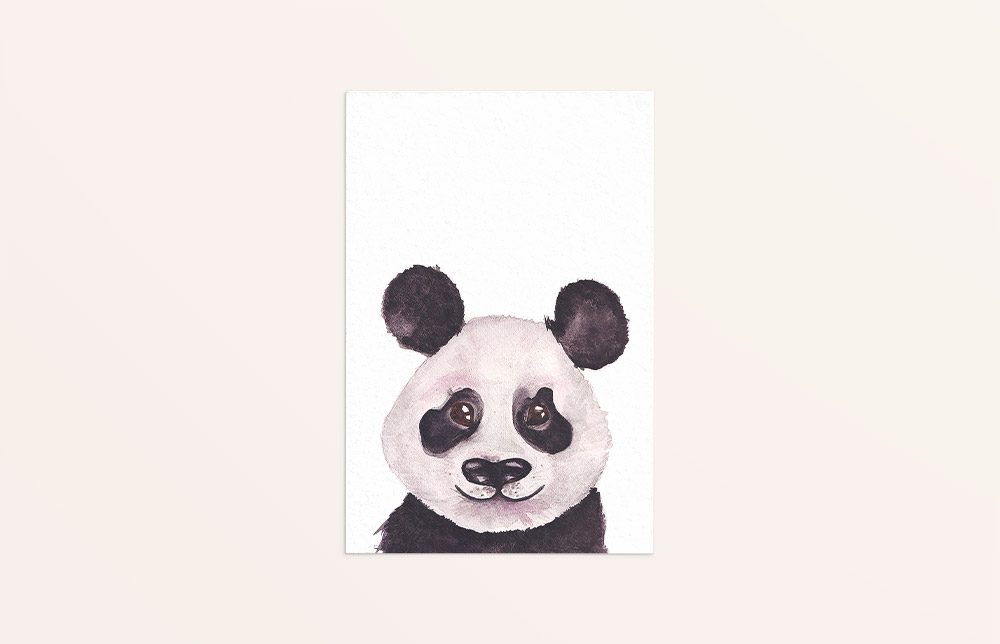 wenskaart met een panda in aquarel